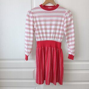 NEW Vintage Our Girl by Health-tex Girl's Red/White Stripe Knit Dress Size 14
